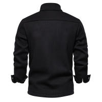 2024 otoño e invierno nuevo estilo terciopelo engrosado waffle chaqueta de punto con solapa para hombre abrigo con bolsillo tops para hombres - details 12
