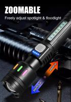 Linterna LED Ultra Brillante ABS 100000LM COB Roja Recargable USB 5 Modos Zoom Exterior Torcha Con Puntero Láser Resistente Al Choque Y Agua - details 7