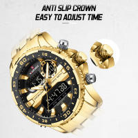 Reloj De Pulsera De Lujo Para Hombre NAVIFORCE NF9234 En Color Negro Y Oro Resistente Al Agua De Acero Inoxidable Cuarzo Deportivo Con Banda De Acero Y Cristal Hardlex - details 14