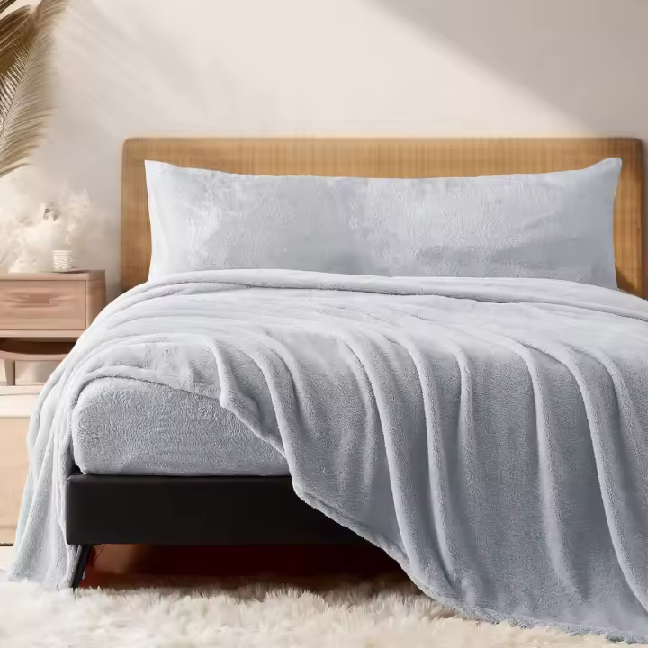 Juego de Sábana CoralinaCama -3 Piezas Sabana Bajera Ajustable , Sabana Encimera y Funda Almohada - Sabana Invierno, Sabana Termica - 100% Polister - 1