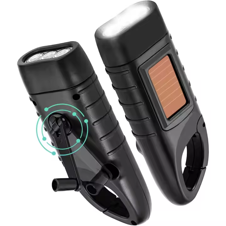 Antorcha De Manivela De 2 Piezas Antorcha De Manivela Solar Antorcha De Dinamo LED Recargable Con Manivela Lámpara De Manivela De Emergencia Para Cortes De Energía Acampar Al Aire Libre [Clase de eficiencia energética A] - 1