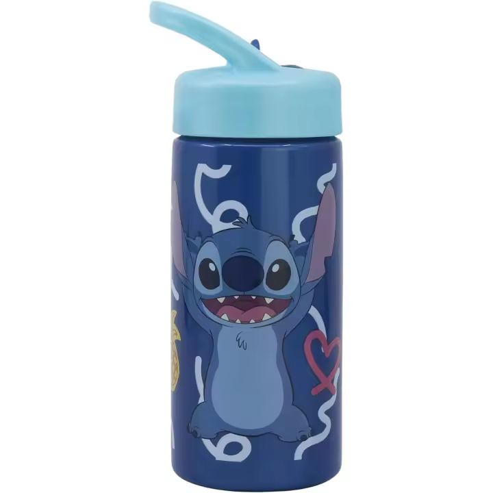 Botella de agua deportiva con pajita y asa Stitch de 410ml - 1