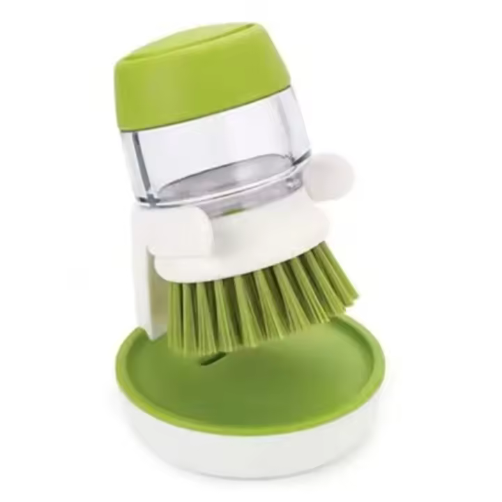 Cepillo De Olla Con Dispensador De Jabón Tipo Empuñadura Para Cocina Limpieza De Estufa Herramientas Domésticas Amigables Con Las Manos Cepillo De Pelo Duro - 1
