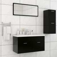 vidaXL Juego de muebles de baño 3 piezas madera ingeniería envejecida en color Madera antigua/Blanco brillante/Blanco y más | almacenamiento funcional diseño moderno para baño dormitorio sala - details 4