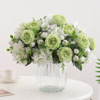 1 Rama De Flores Artificiales Peonía Para Decoración Silken Rosa Falsa De Plástico Centro De Mesa Para El Hogar Flores Falsas Para Bodas - details 17