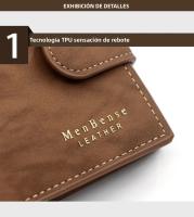 Cartera Corta Para Hombre De Cuero PU De Alta Calidad Porta Tarjetas Y Fotos Pequeña Monedero 3-Plegable Estilo Slim - details 11