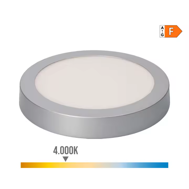 Downlight Led Edm Superficie Redondo Cromado 20W 1500lm 4000K Luz Día Ø22,5x4cm - 1