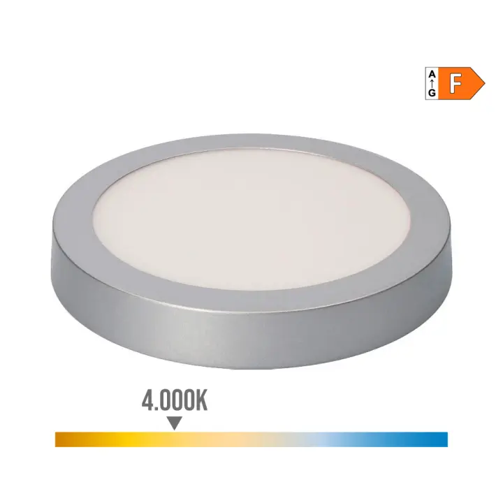 Downlight Led Edm Superficie Redondo Cromado 20W 1500lm 4000K Luz Día Ø22,5x4cm - 1