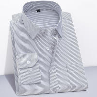 Camisa De Algodón Para Hombre Con Mangas Largas Y Rayas Estilo Casual Y Negocios En Rojo Gris Azul Naranja Tallas S a 9XL - details 10
