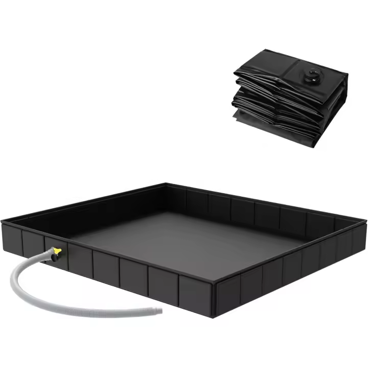 Base de ducha plegable, 104x104x13cm gran disco de ducha portátil con desagüe, base de ducha de camping, bandeja de tienda interior y exterior Base de dosel - 1