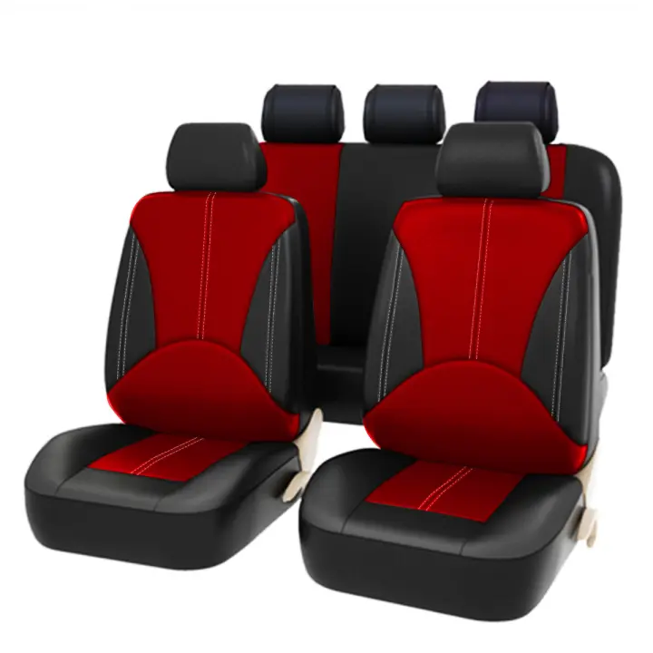 Fundas Universales para Asientos de Coche - Juego Complete de Protectores de Cuero PU - Accesorios Interiores para Automóviles - 9 Piezas - Nuevo - 1