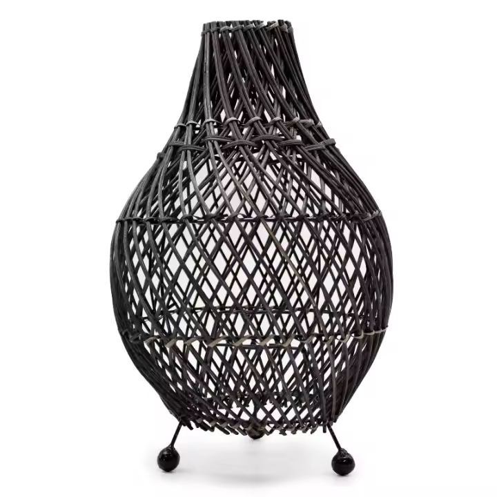 Lámpara de Mesa de Mimbre Negro - 39x24cm - 1