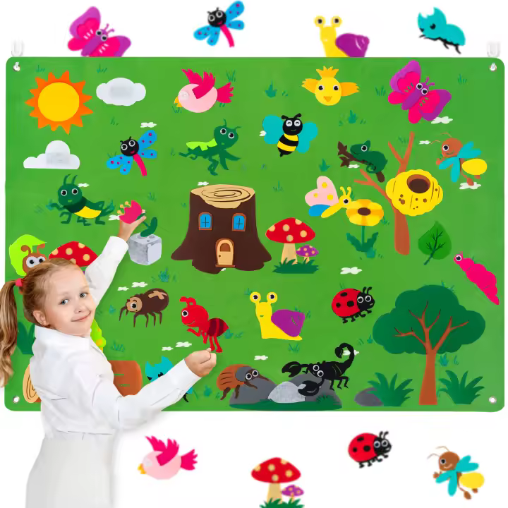 Juego De Pintura Con Tema De Insectos Para Niños Tablero De Peluche De Historias Con Pegatinas De Mariposa Y Caracol Juguetes Educativos Para El Aprendizaje Temprano - 1