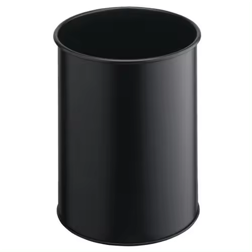 Papelera metálica de 15l lisa color negro durable - 1