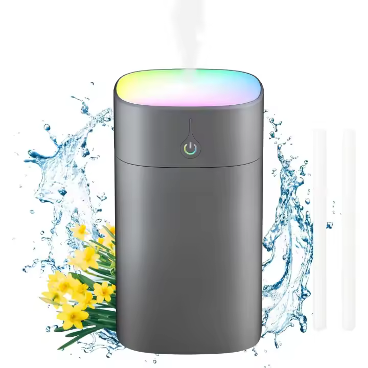 Mini humidificador portátil de 5,12 * 3 pulgadas, humidificador de escritorio pequeño de 400 millas con luz de 7 colores, dos modos, apagado automático, humidificador personal USB ultra silencioso, adecuado para dormitorio, automóvil, oficina, viajes - 1