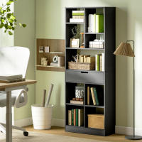 HOMCOM Estantería para Libros Librería con Cajón y 9 Compartimientos de Almacenamiento Librería Estantería para Salón Oficina Estudio 60x26x158 cm Negro - details 1