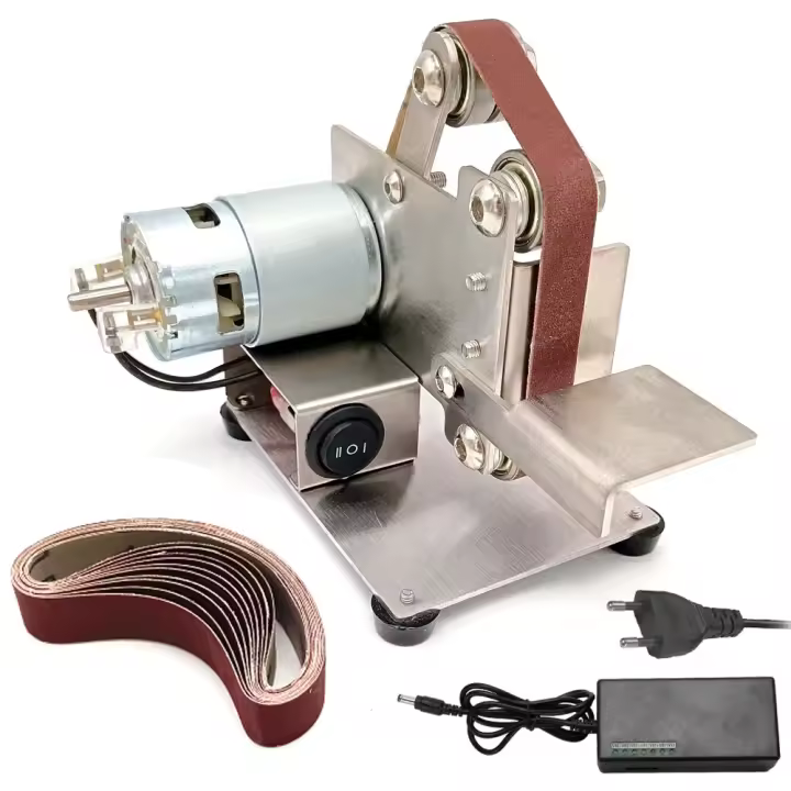 Mini Mecánica Multifuncional Trituradora Eléctrica Banda De Lijado Herramientas De Pulido Y Tratamiento De Superficie Para DIY - 1