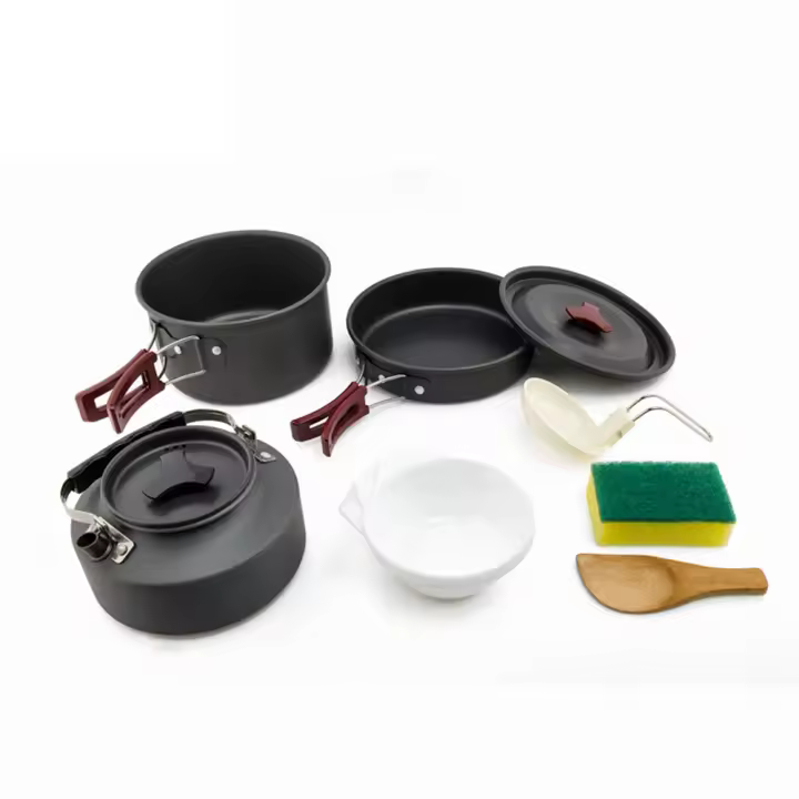 Widesea-Juego de utensilios de cocina Para acampada, Olla para Exterior, hervisor de Agua, sertén, cuadertos de viaje, equipo de pícnic para senderismo - 1