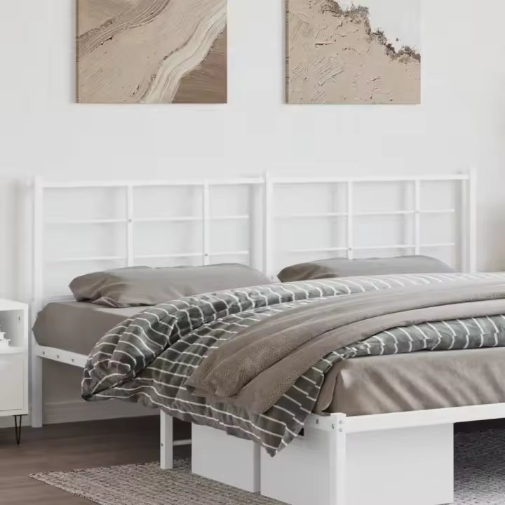 vidaXL Cabecero de metal blanco 200 cm - 1