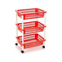 MAXHOME-Carrito verdulero Modelo PLFT de plástico con 3 Niveles y Ruedas, cestas apilables portaobjetos, Frutas, Verduras, Cocina, baño ( 61 x 40 x 30 cm) - details 4