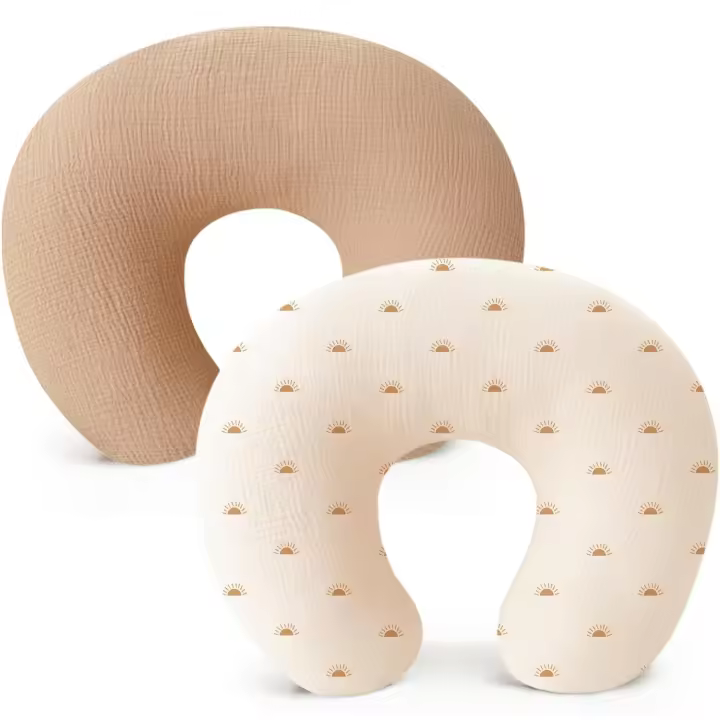 Funda de almohada de lactancia de muselina de hilo de algodón con estampado para bebé, almohada antisalpicaduras para bebé, funda de almohada de confinamiento con protección para la cintura agradable para la piel - 1