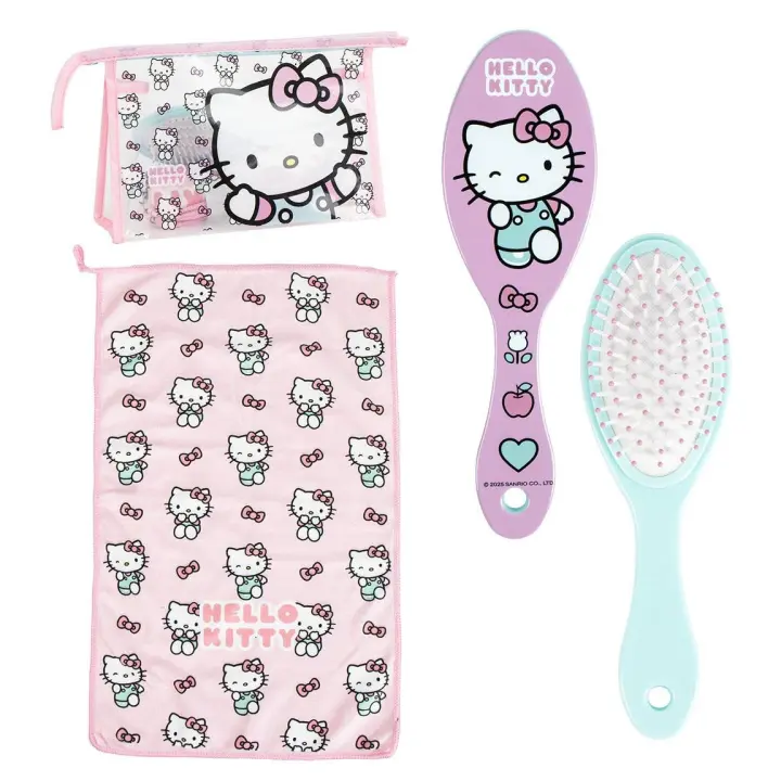 Neceser Aseo Hello Kitty de Viaje y Accesorios, Con Cepillo, Toalla y Vaso, 23x15x8 cm, Cerdá - Kiglam - 1