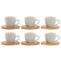 Set de 6 Tazas de Porcelana con Plato de Bambú – Elegancia y Sencillez. OJO !!! Capacidad de las Tazas: 90 ml: Ideal para espresso. 220 ml: Ideal para café americano. Viene en una caja cuidadosamente diseñada, lo que lo conviert - details 3