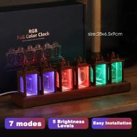 Reloj Digital LED En Tubo Nixie Con Luz Nocturna RGB Y Madera De Nogal Alarma Atmosfera Lámpara Regalo Con Pantalla Rectangular - details 0