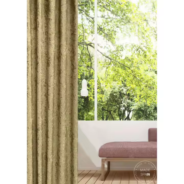 Cortina Arce color Verde de Terciopelo Suave. Esta cortina se presenta en dos opciones prácticas: ollados para un estilo clásico, y cinta multifunción (pasa barras y cinta fruncida) para mayor flexibilidad. - Ideal para Salón, Dormitorio y Cocina - 1