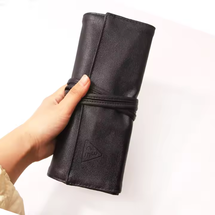 Estuche Plegable De PU Negro Para Maquillaje Organizador De Cosméticos Multipropósito Bolsa De Almacenamiento De Cepillos De Maquillaje - 1
