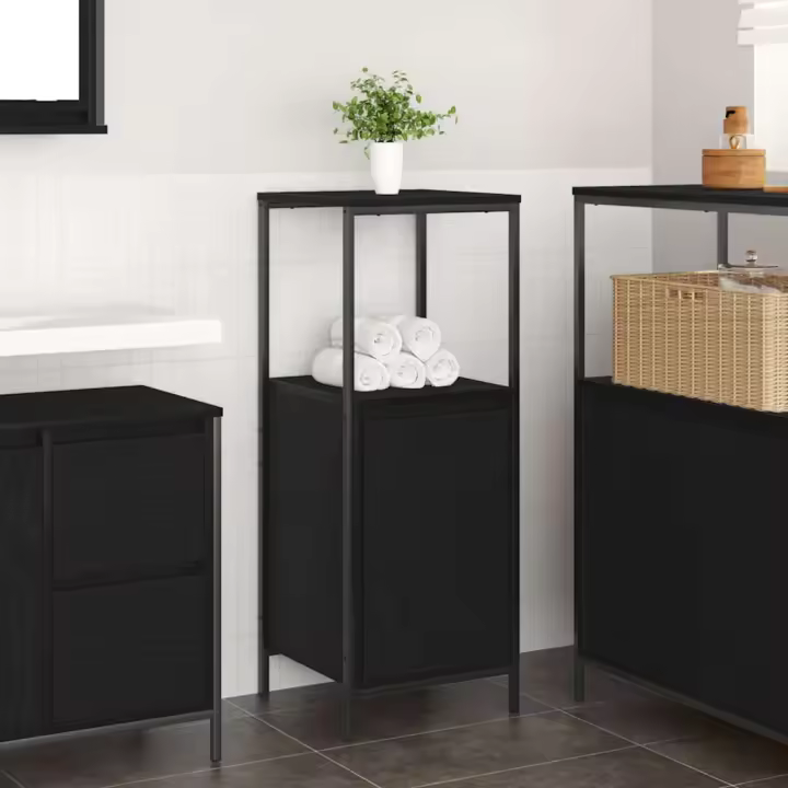 vidaXL Mueble de baño con estantes roble negro 36x35x95 cm - 1
