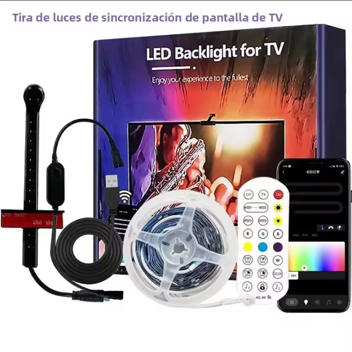 Tira De Luz LED RGBIC Para TV Con Sensor De Color AR Y Control Por App 16.4FT/65-85 Pulgadas Compatible Con Pantalla De 1080P Sincronización De Cámara Y Música - 1