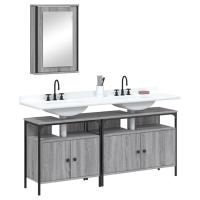 vidaXL Juego de muebles de baño 3 pzas madera contrachapada en color Negro/Roble ahumado/Roble Sonoma y más | almacenamiento funcional diseño moderno para baño dormitorio sala - details 3