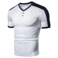 Camiseta Casual Para Hombre Con Bloque De Colores Manga Corta Estilo V-Neck Secado Rápido T-Shirt De Cuatro Estaciones - details 3