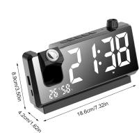 Reloj despertador digital, reloj despertador con proyección LED, reloj de proyección giratorio, reloj de dormitorio con proyección y función de repetición, reloj de proyección con pantalla de números grandes para dormitorios - details 7