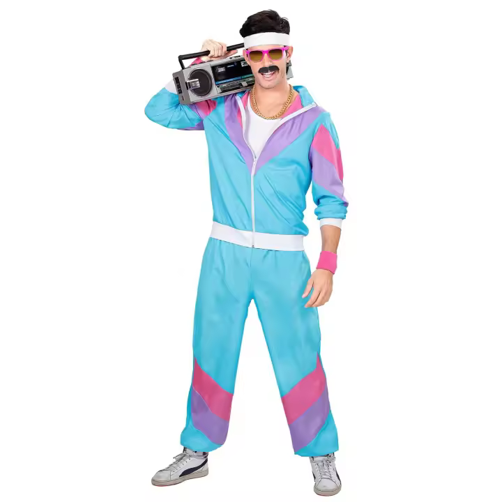 Widmann Disfraz Chandal de los 80 Azul Unisex - Divertido y Retro - 1