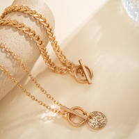 IngeSight.Z Vintage 4pcs/set Collar De Mujer Punk Con Colgante Redondo Y Cadena De Serpiente Cubana Choker De Color Oro Plata - details 12