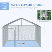 PawHut Perrera de Exterior con Toldo 230x230x175 cm Jaula para Perros Mascotas de Acero Galvanizado con Cerradura para Jardín Patio Plata - details 0