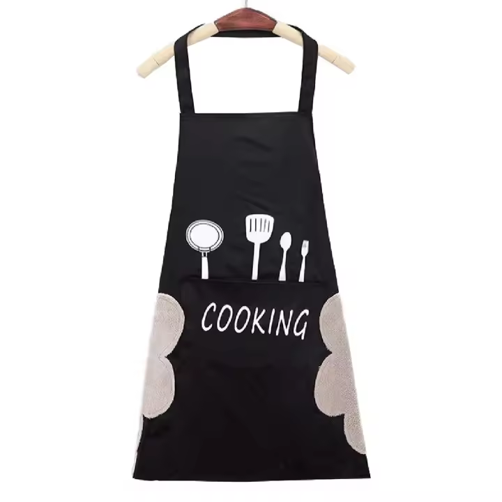 Delantal de Cocina Con 1 bolsos delantales de chef ajustables Delantal profesional para Cocina Casa Restaurante Barbacoa Cocina Jardinería para helbres Mujeres (Negro) - 1