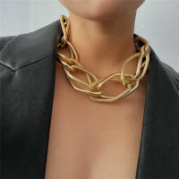 Collar Gargantilla Punk Multicapa Dorado Para Mujer Joyería Hip Hop Cadena Gruesa Y Gruesa Collar Clavícula Gran Tamaño - details 2
