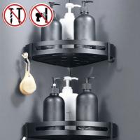 Estante De Pared Para Baño Y Ducha Negro Triangular Sin Perforar Soporte De Almacenamiento Para Detergentes Y Artículos De Higiene Personal - details 4