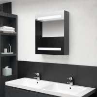 vidaXL Armario de baño con espejo LED blanco brillante 50x14x60 cm en color Blanco brillo/Negro brillo/Gris brillo y más | almacenamiento funcional diseño moderno para baño dormitorio sala - details 2