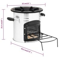 vidaXL Cocina leña camping acero inoxidable plateado 45,5x33x25,5 cm - details 7