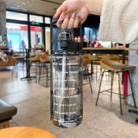 Botella De Agua Portátil De Gran Capacidad Con Marca De Tiempo Para Ciclismo Running Y Viajes Transparente Y Conveniente - details 4
