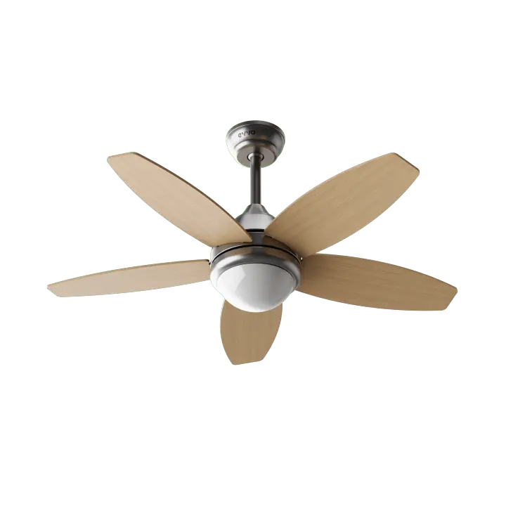 EVVO Ventilador de techo con luz y mando V416 Wood, silencioso, 5 aspas, 3 velocidades,55W, temporizador,invierno-verano - 1