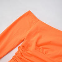 Vestido De Mujer De Color Sólido Primavera Ajustado Un Hombro Espalda Descubierta Manga Acolchada Slimming Temperamento Sexy - details 9