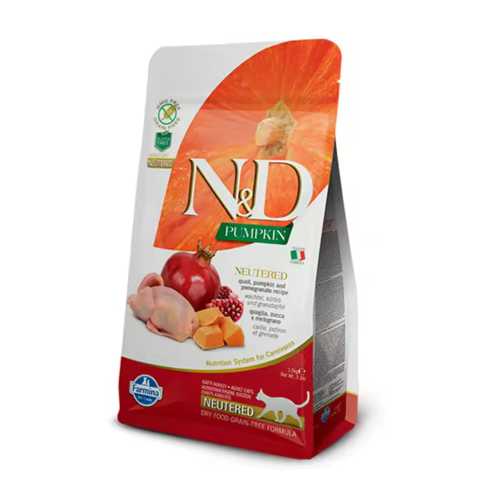 Farmina ND Cat Grain Free Pumpkin Neutered Codorniz - Pienso para Gatos Adultos Esterilizados Sin Cereales - 1