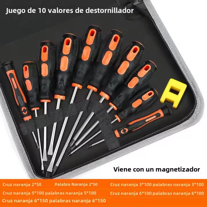 Juego De Destornilladores Aislados Multifuncionales 6/8/10 Pcs Con Magnetizador Y Almacenamiento Herramienta De Reparación De Piezas De Electrodomésticos - 1