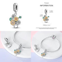 Encantos 925 De Ojos Malos Azules Plata Sol Estrella Cerdo Dinosaurio Flor Para Joyería DIY De Aniversario Para Mujeres - details 4