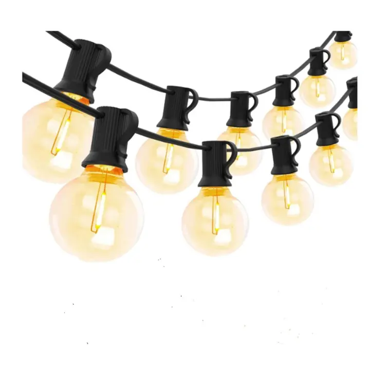 Guirnalda Luces Gpatio Exterior G40, 25FT/ 7.6M Girnaldas para jardín con 12+1 piezas de bombilla de plástico blanco cálido, Luces jardin impermeable para fiesta en el jardín, decoración de bodas - 1